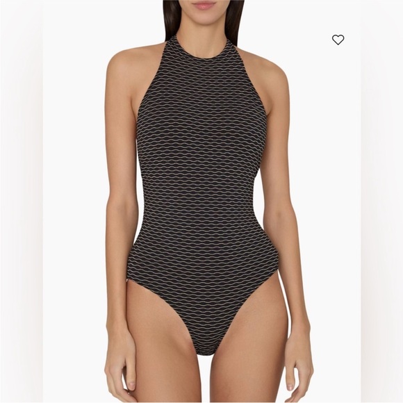 Milly Black and White Textured One Piece Swimsuit - Picture 1 of 6